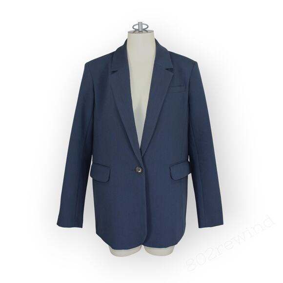 Medium Abercrombie&Fitch Classic Suiting Blazer NavyBlue Office Women - Picture 14 of 16